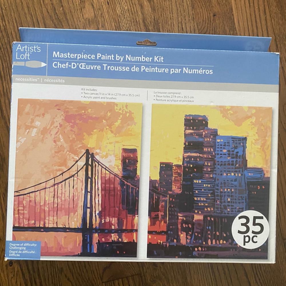 Artist's Loft Masterpiece Paint by Number Kit - City Sunset (Blue, Yellow, Pink)